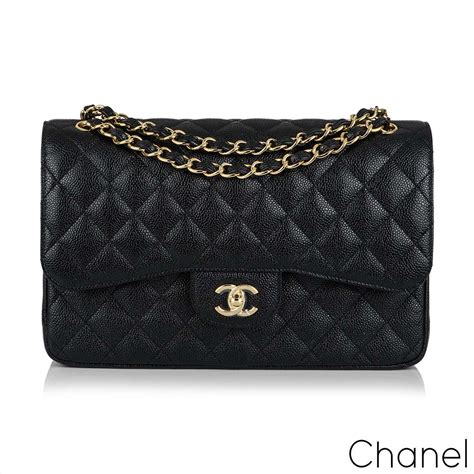 chanel 20 cm flap caviar black